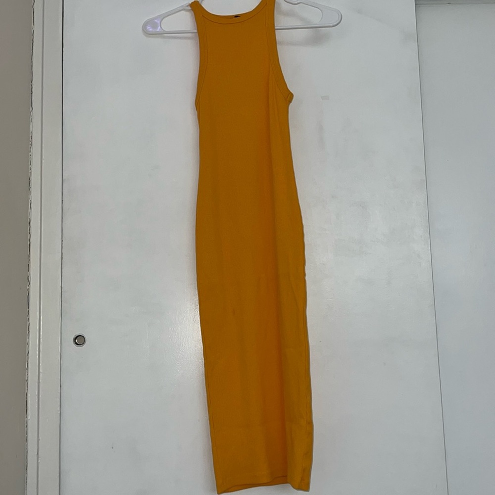 Zara size S orange maxi bodycon ripped tank top dress